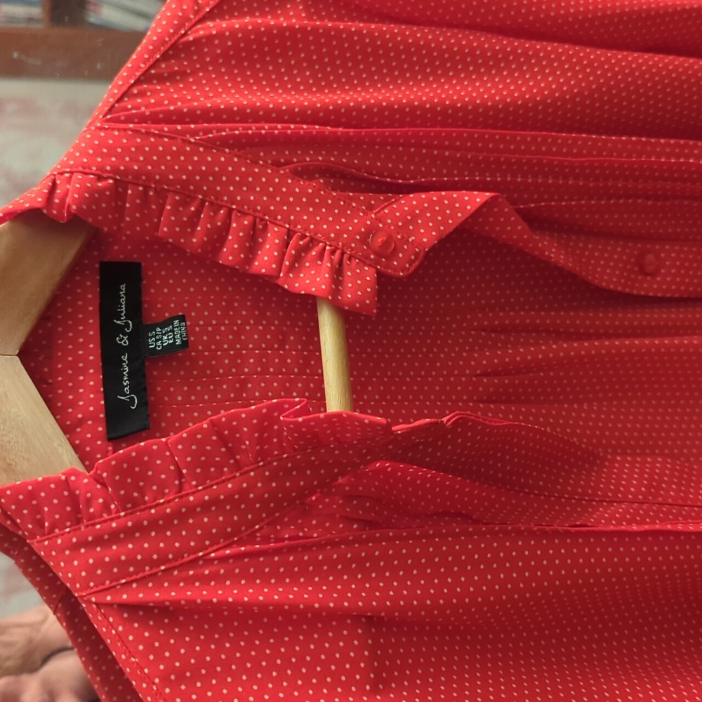 JASMINE + JULIANA red polka dot blouse